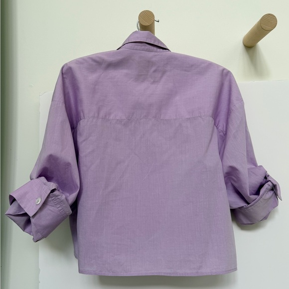TWP Lavender Button-Up Cropped Shirt - Picture 4 of 5